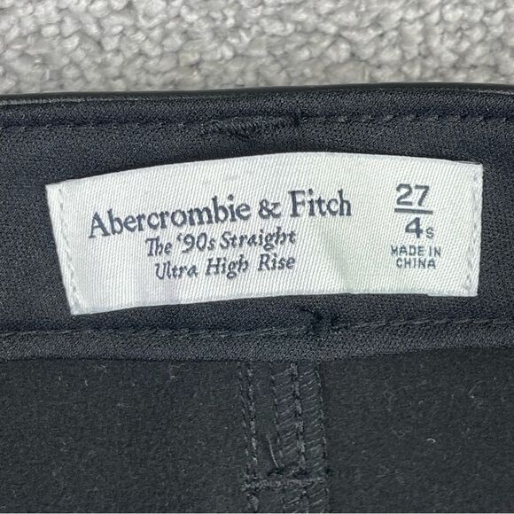Abercrombie & Fitch Faux Leather Pants Women's 27 Black 90's Straight High Rise - Picture 5 of 10